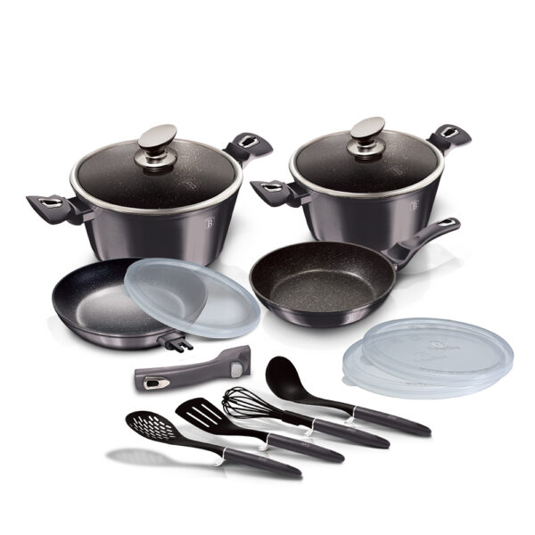 13 dalių indų rinkinys su nuimama rankena, "Metallic Line Carbon Pro Edition-Berlinger Haus-BH-7059-2