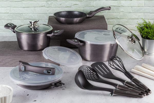 13 dalių indų rinkinys su nuimama rankena, "Metallic Line Carbon Pro Edition-Berlinger Haus-BH-7059-3