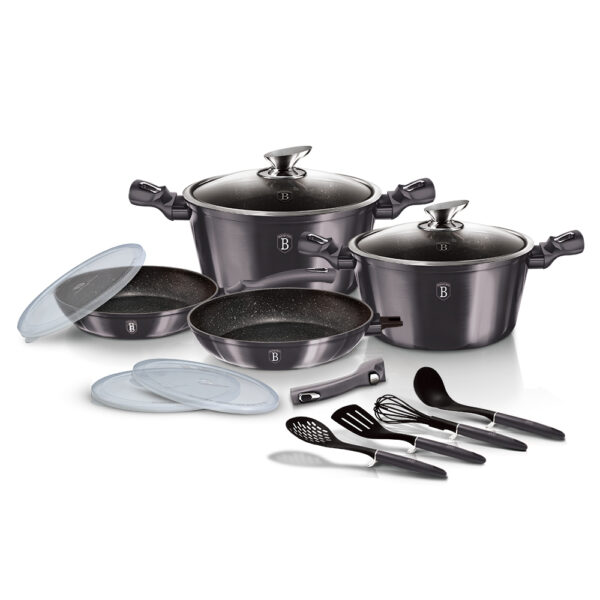 13 dalių indų rinkinys su nuimama rankena, "Metallic Line Carbon Pro Edition-Berlinger Haus-BH-7059-1