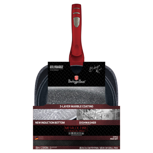 3 dalių keptuvių rinkinys, "Metallic Line Burgundy Edition-Berlinger Haus-BH-1289NF-2