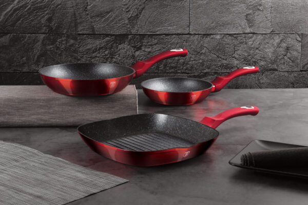 3 dalių keptuvių rinkinys, "Metallic Line Burgundy Edition-Berlinger Haus-BH-1289NF-11