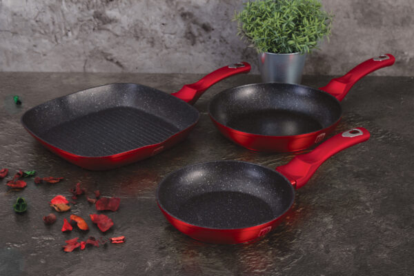 3 dalių keptuvių rinkinys, "Metallic Line Burgundy Edition-Berlinger Haus-BH-1289NF-12