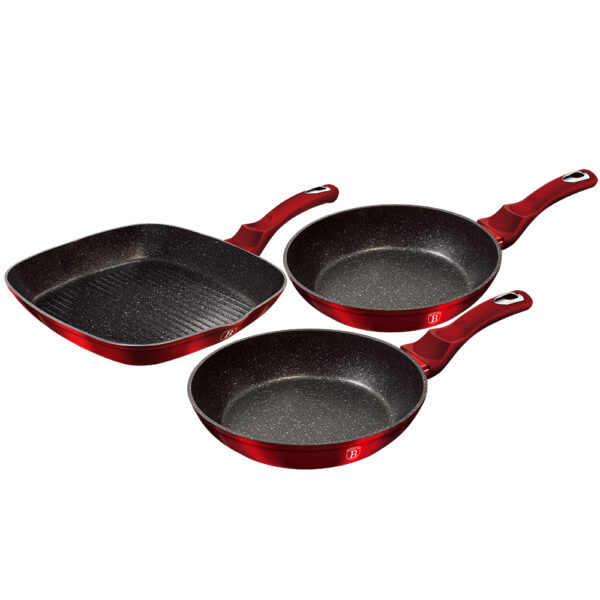 3 dalių keptuvių rinkinys, "Metallic Line Burgundy Edition-Berlinger Haus-BH-1289NF-4