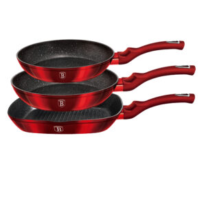 3 dalių keptuvių rinkinys, "Metallic Line Burgundy Edition-Berlinger Haus-BH-1289NF-1