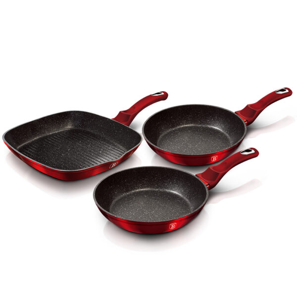 3 dalių keptuvių rinkinys, "Metallic Line Burgundy Edition-Berlinger Haus-BH-1289NF-9