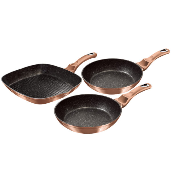 3 dalių keptuvių rinkinys, "Metallic Line Rose Gold Edition-Berlinger Haus-BH-1279NF-4