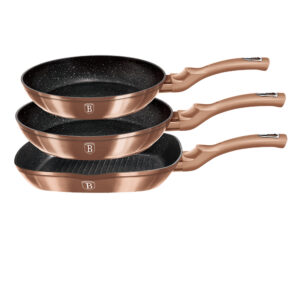3 dalių keptuvių rinkinys, "Metallic Line Rose Gold Edition-Berlinger Haus-BH-1279NF-1