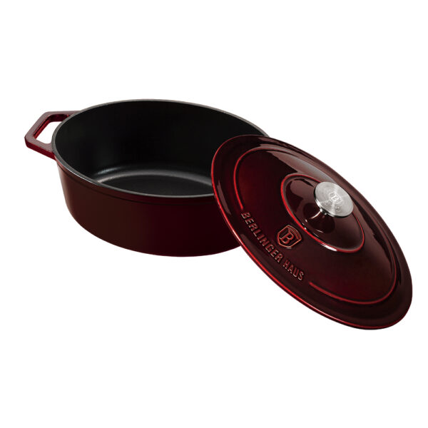 30 cm ovalus keptuvas, ketaus, bordo spalvos-Berlinger Haus-BH-6499-3