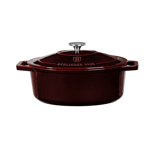 30 cm ovalus keptuvas, ketaus, bordo spalvos-Berlinger Haus-BH-6499-4