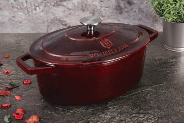 30 cm ovalus keptuvas, ketaus, bordo spalvos-Berlinger Haus-BH-6499-6