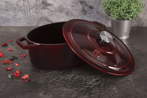 30 cm ovalus keptuvas, ketaus, bordo spalvos-Berlinger Haus-BH-6499-7
