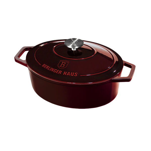 30 cm ovalus keptuvas, ketaus, bordo spalvos-Berlinger Haus-BH-6499-1
