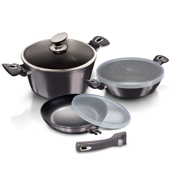 6 dalių indų rinkinys su nuimama rankena, "Metallic Line Carbon Pro Edition-Berlinger Haus-BH-7052-2