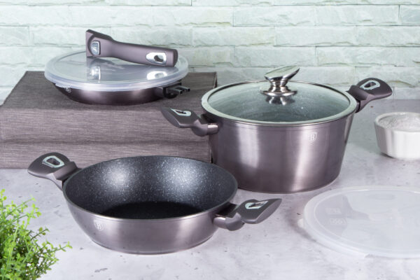 6 dalių indų rinkinys su nuimama rankena, "Metallic Line Carbon Pro Edition-Berlinger Haus-BH-7052-3