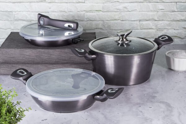 6 dalių indų rinkinys su nuimama rankena, "Metallic Line Carbon Pro Edition-Berlinger Haus-BH-7052-6