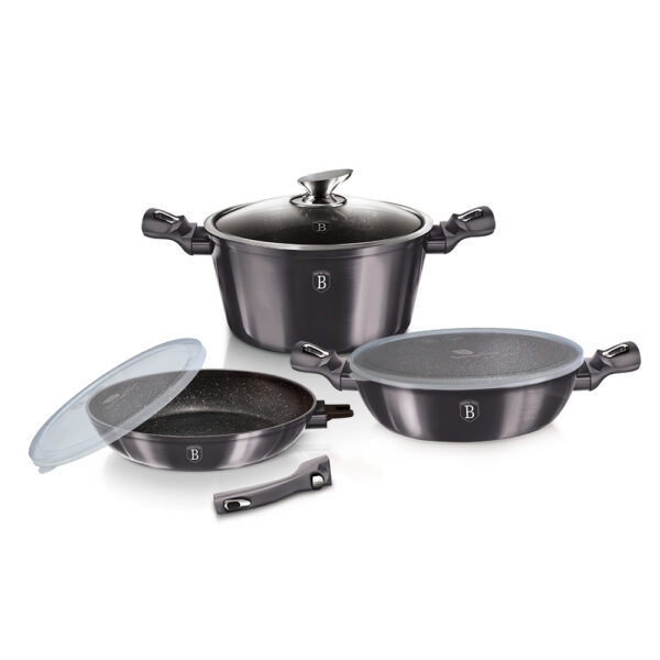 6 dalių indų rinkinys su nuimama rankena, "Metallic Line Carbon Pro Edition-Berlinger Haus-BH-7052-1