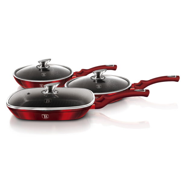 6 dalių keptuvių rinkinys, "Metallic Line Burgundy Edition-Berlinger Haus-BH-6189-3