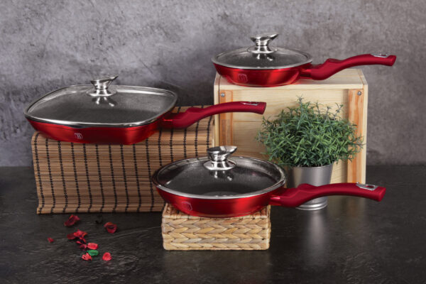 6 dalių keptuvių rinkinys, "Metallic Line Burgundy Edition-Berlinger Haus-BH-6189-6