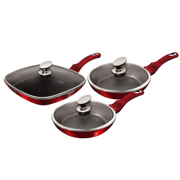 6 dalių keptuvių rinkinys, "Metallic Line Burgundy Edition-Berlinger Haus-BH-6189-1