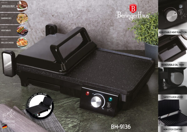 Elektrinis stalo grilis, nerūdijantis plienas-Berlinger Haus-BH-9137-3