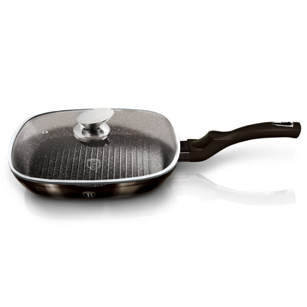 Grilio keptuvė su dangčiu, 28 cm, "Metallic Line Shiny Black Edition-Berlinger Haus-BH-6612-15