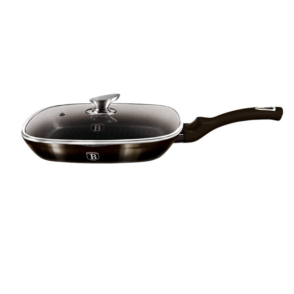 Grilio keptuvė su dangčiu, 28 cm, "Metallic Line Shiny Black Edition-Berlinger Haus-BH-6612-17