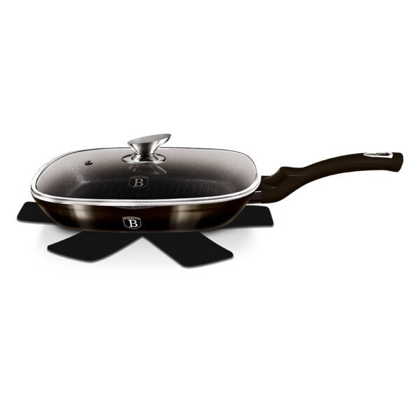 Grilio keptuvė su dangčiu, 28 cm, "Metallic Line Shiny Black Edition-Berlinger Haus-BH-6612-18