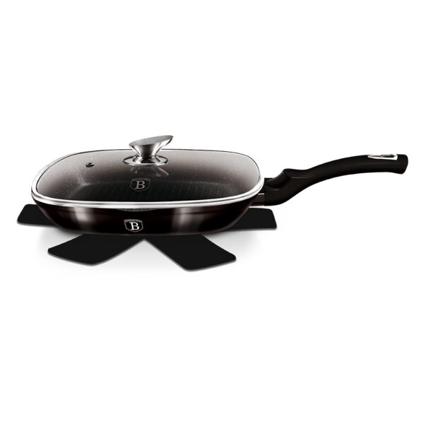 Grilio keptuvė su dangčiu, 28 cm, "Metallic Line Shiny Black Edition-Berlinger Haus-BH-6612-19