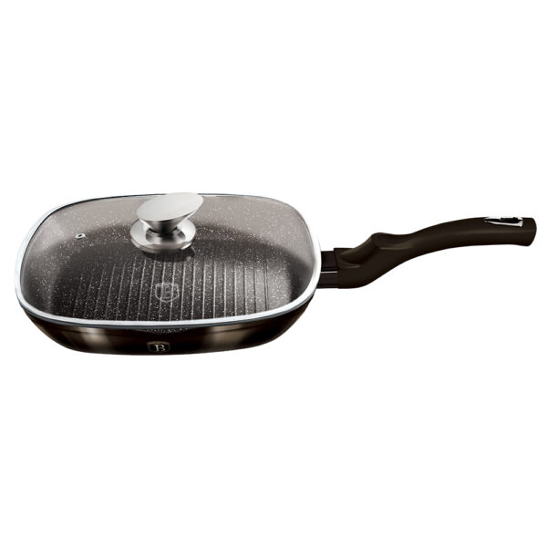 Grilio keptuvė su dangčiu, 28 cm, "Metallic Line Shiny Black Edition-Berlinger Haus-BH-6612-20