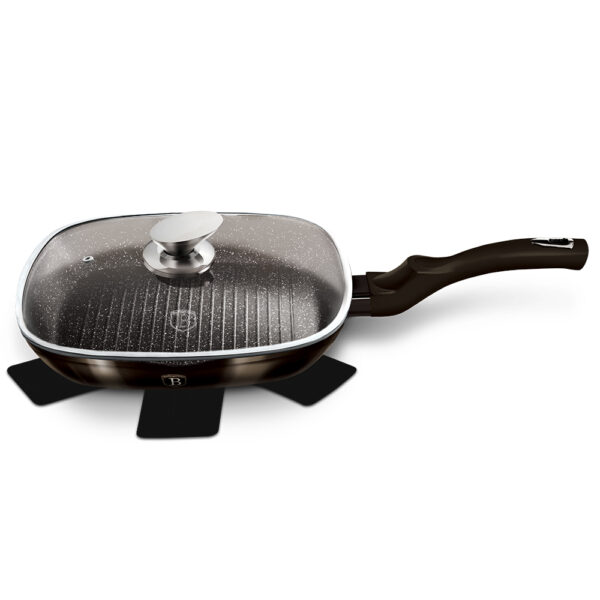 Grilio keptuvė su dangčiu, 28 cm, "Metallic Line Shiny Black Edition-Berlinger Haus-BH-6612-21