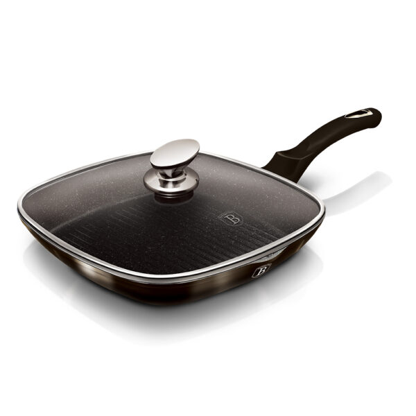 Grilio keptuvė su dangčiu, 28 cm, "Metallic Line Shiny Black Edition-Berlinger Haus-BH-6612-22