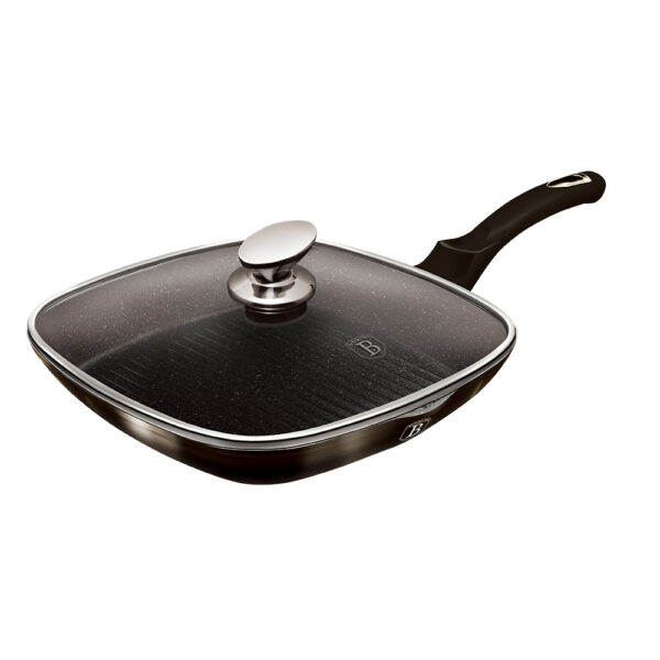 Grilio keptuvė su dangčiu, 28 cm, "Metallic Line Shiny Black Edition-Berlinger Haus-BH-6612-23
