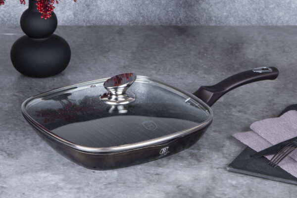 Grilio keptuvė su dangčiu, 28 cm, "Metallic Line Shiny Black Edition-Berlinger Haus-BH-6612-24