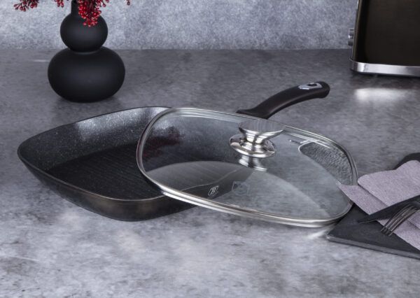 Grilio keptuvė su dangčiu, 28 cm, "Metallic Line Shiny Black Edition-Berlinger Haus-BH-6612-25