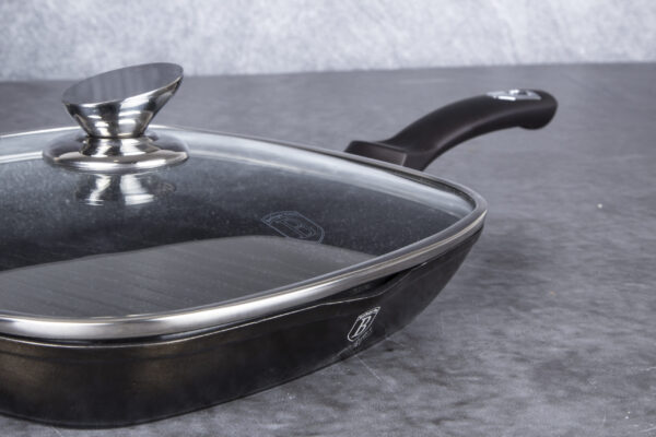 Grilio keptuvė su dangčiu, 28 cm, "Metallic Line Shiny Black Edition-Berlinger Haus-BH-6612-28