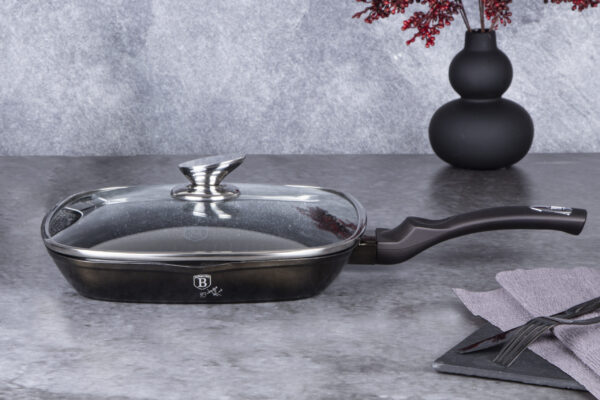 Grilio keptuvė su dangčiu, 28 cm, "Metallic Line Shiny Black Edition-Berlinger Haus-BH-6612-32