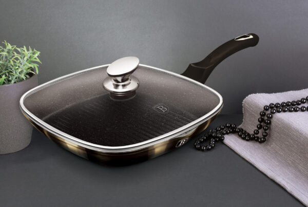 Grilio keptuvė su dangčiu, 28 cm, "Metallic Line Shiny Black Edition-Berlinger Haus-BH-6612-42