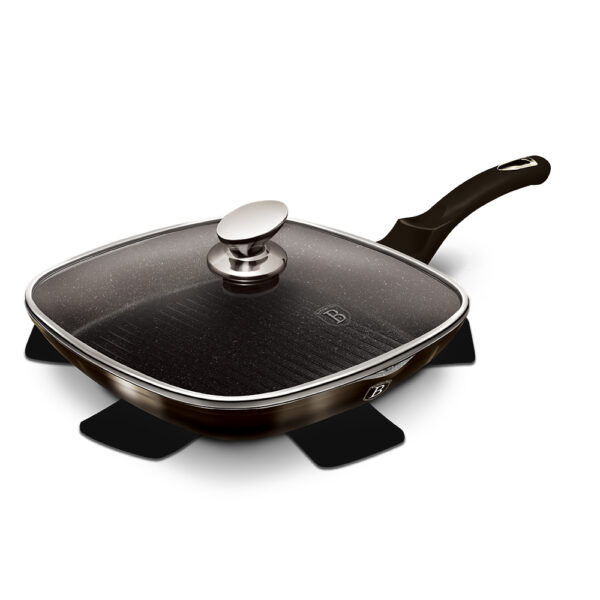 Grilio keptuvė su dangčiu, 28 cm, "Metallic Line Shiny Black Edition-Berlinger Haus-BH-6612-1