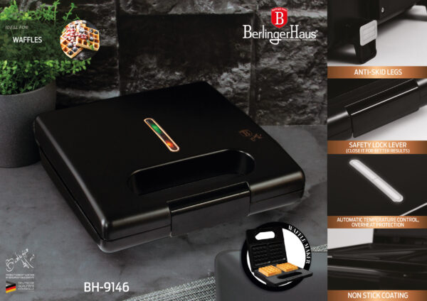 Juodos spalvos vaflių kepimo aparatas-Berlinger Haus-BH-9146-5