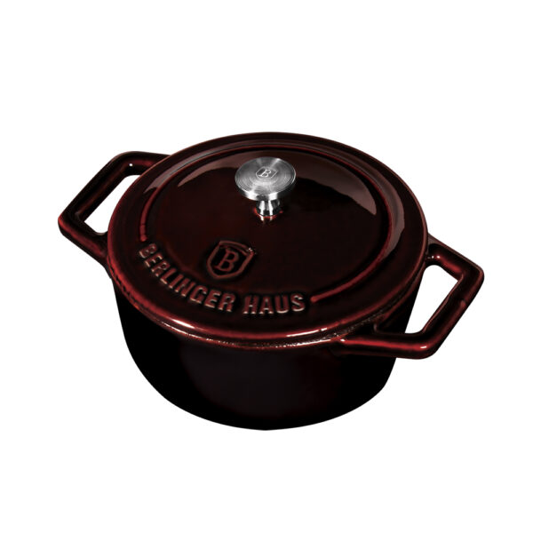 Mini puodas, 10 cm, ketaus, bordo spalvos-Berlinger Haus-BH-6495-2