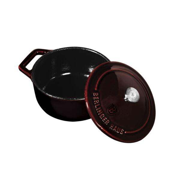 Mini puodas, 10 cm, ketaus, bordo spalvos-Berlinger Haus-BH-6495-4