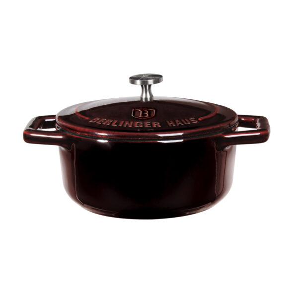 Mini puodas, 10 cm, ketaus, bordo spalvos-Berlinger Haus-BH-6495-5