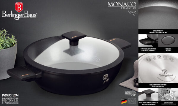 Negilus puodas su dangčiu, 28 cm, Monako kolekcija-Berlinger Haus-BH-7090-12
