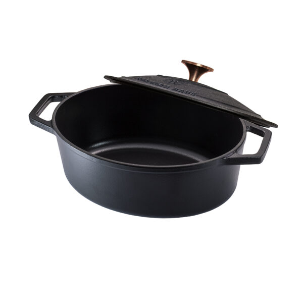 Ovalus keptuvas, 32 cm, ketaus, matinės juodos spalvos-Berlinger Haus-BH-6518-4