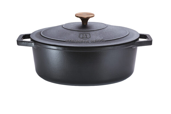 Ovalus keptuvas, 32 cm, ketaus, matinės juodos spalvos-Berlinger Haus-BH-6518-5