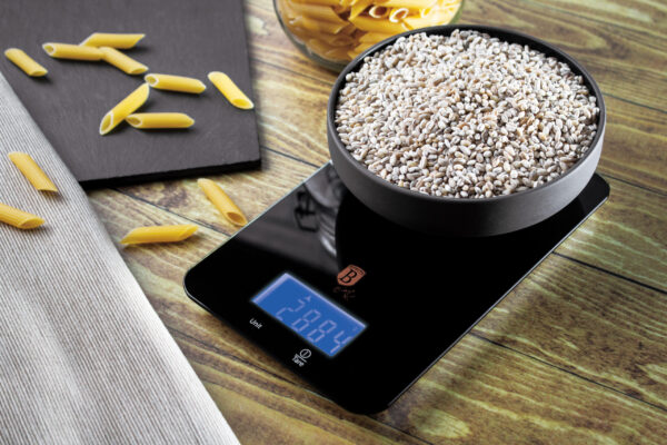 Skaitmeninės virtuvinės svarstyklės, 5 kg talpos, juodos spalvos-Berlinger Haus-BH-9039-6