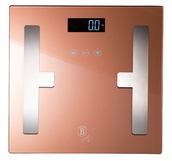 Skaitmeninės vonios kambario svarstyklės BODYFAT, 180 kg talpos, rožinio aukso spalvos-Berlinger Haus-BH-9356-2