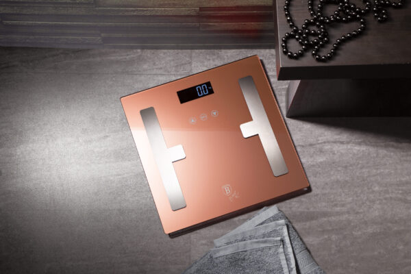Skaitmeninės vonios kambario svarstyklės BODYFAT, 180 kg talpos, rožinio aukso spalvos-Berlinger Haus-BH-9356-4