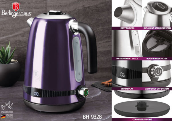 Skaitmeninis elektrinis virdulys, violetinės spalvos-Berlinger Haus-BH-9328-3