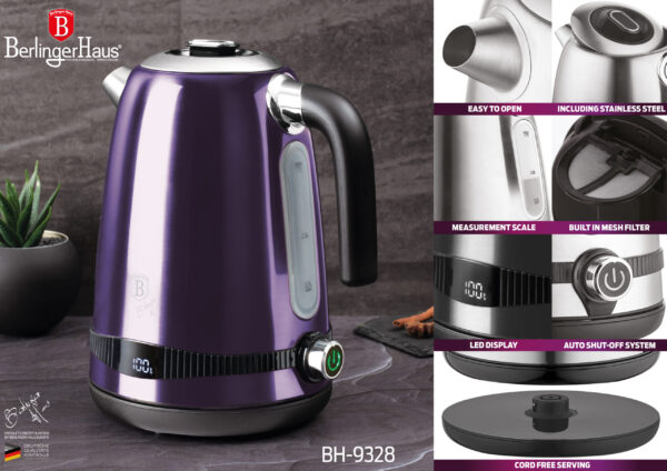Skaitmeninis elektrinis virdulys, violetinės spalvos-Berlinger Haus-BH-9328-4